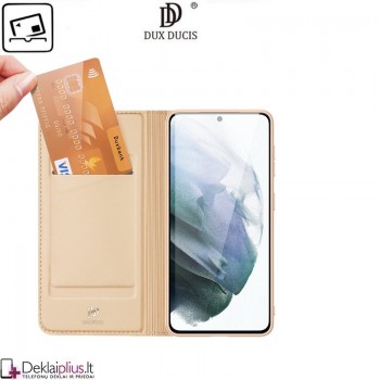 Dux Ducis dirbtinės odos viršelis - auksinės spalvos (telefonui Samsung S21 Fe)